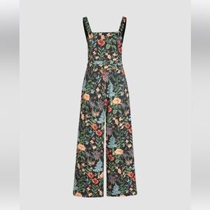 LIGHTWEIGHT CORDUROY FLORAL BUTTON WIDE LEG JUMPSUIT
